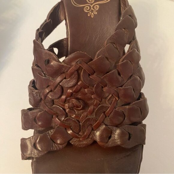 ASH SHOES WEDGE BROWN LEATHER WOVEN BRAID OPEN TOE TAN ROPE SOLES - Picture 7 of 12